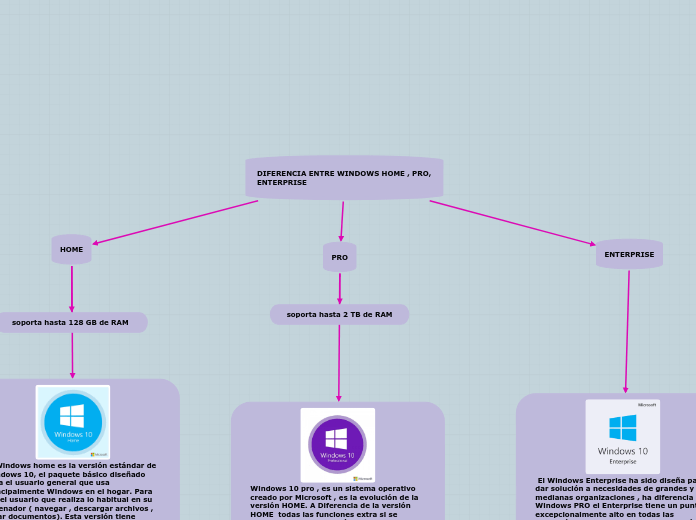 DIFERENCIA ENTRE WINDOWS HOME , PRO, ENTER... Mind Map